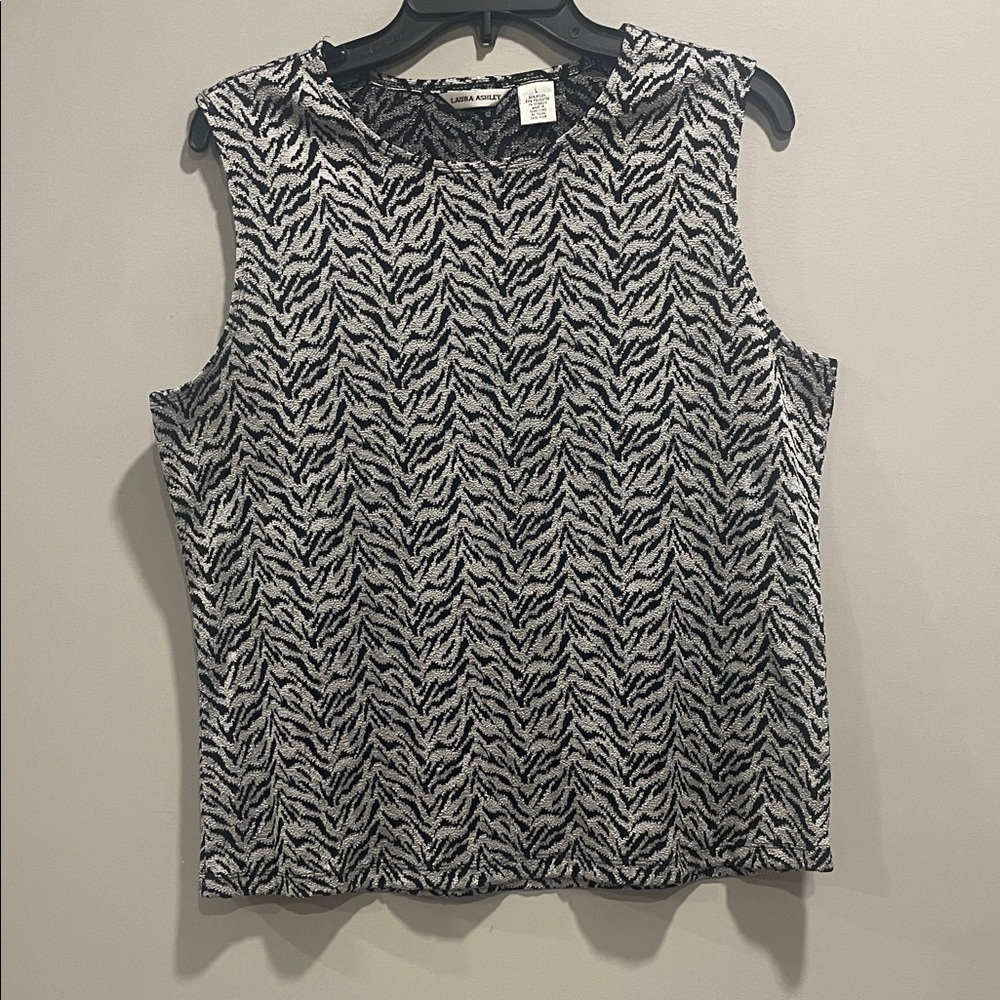 Laura Ashley Black and White Patterned Tank Top